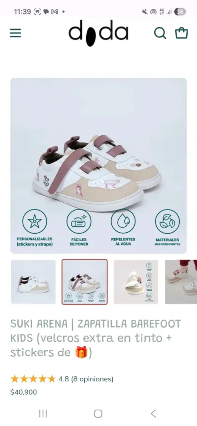 Zapatillas Doda Talla 28/ Beige y blanco - miniatura 4