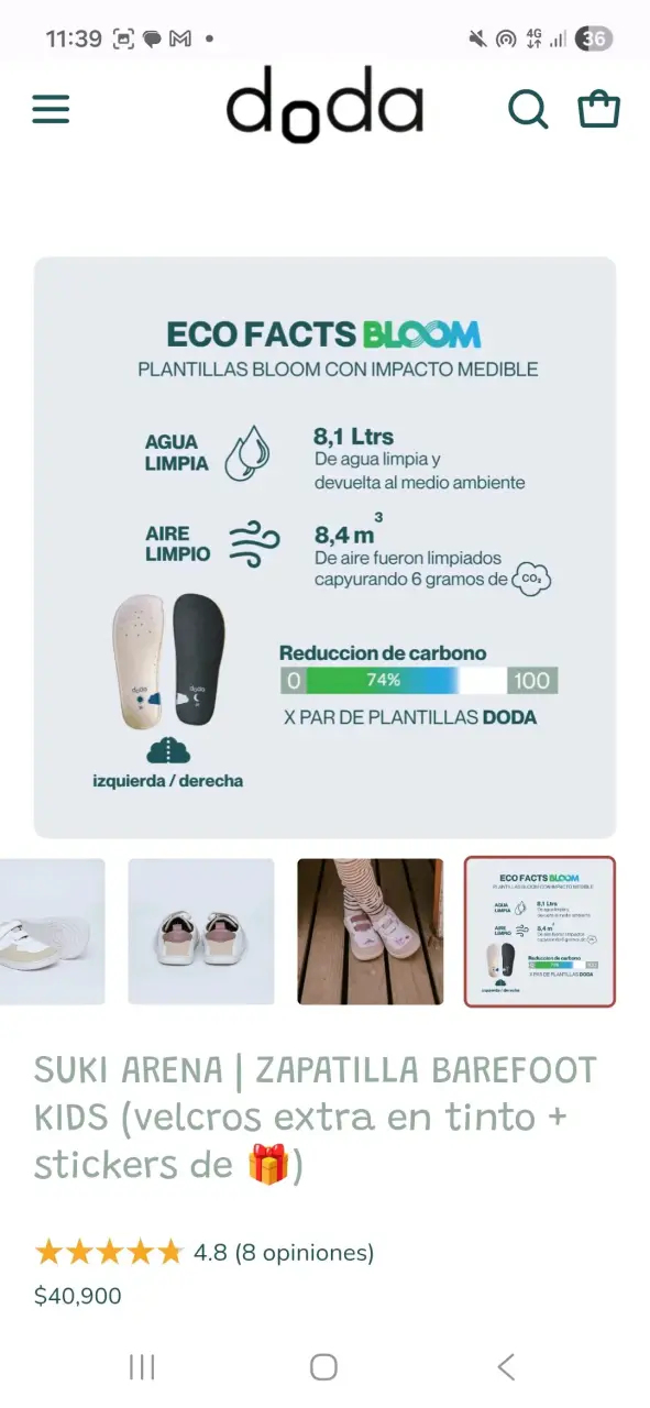 Zapatillas Doda Talla 28/ Beige y blanco - 5