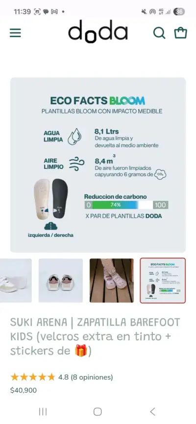 Zapatillas Doda Talla 28/ Beige y blanco - miniatura 5