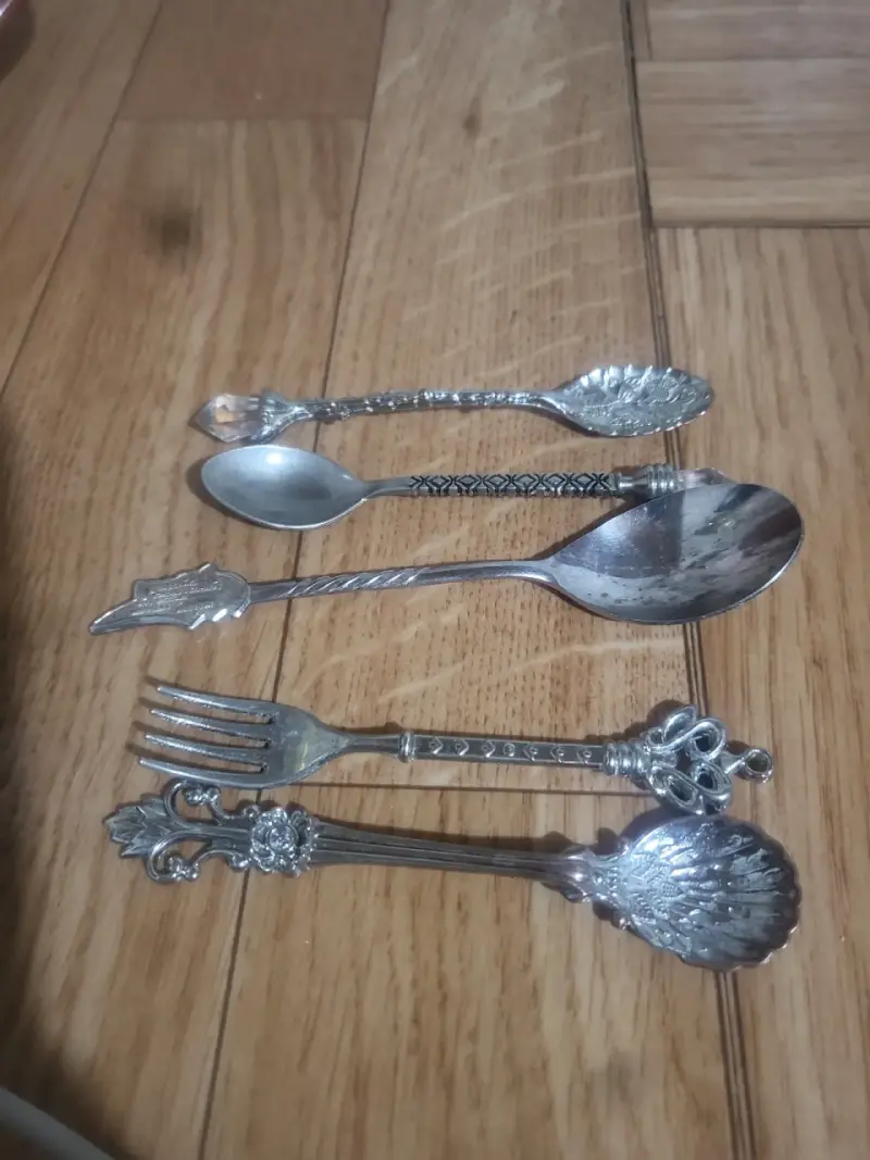 Set de bandeja y cubiertos de plata vintage - 3