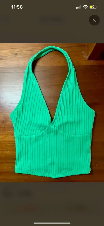 Top verde halter sin espalda para mujer - miniatura 2