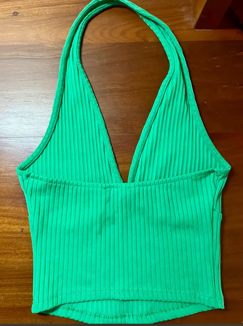Top verde halter sin espalda para mujer - 3