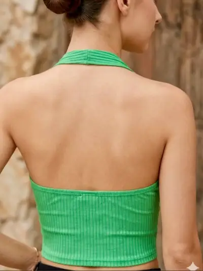 Top verde halter sin espalda para mujer - miniatura 4