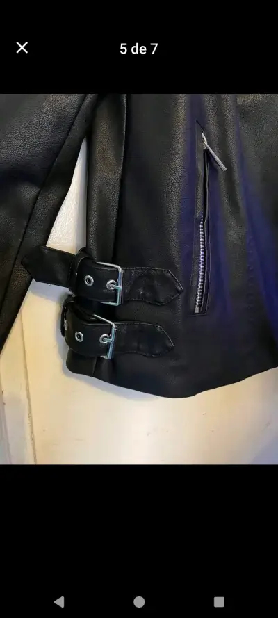 Chaqueta biker de cuero sintético Foster negra - miniatura 3