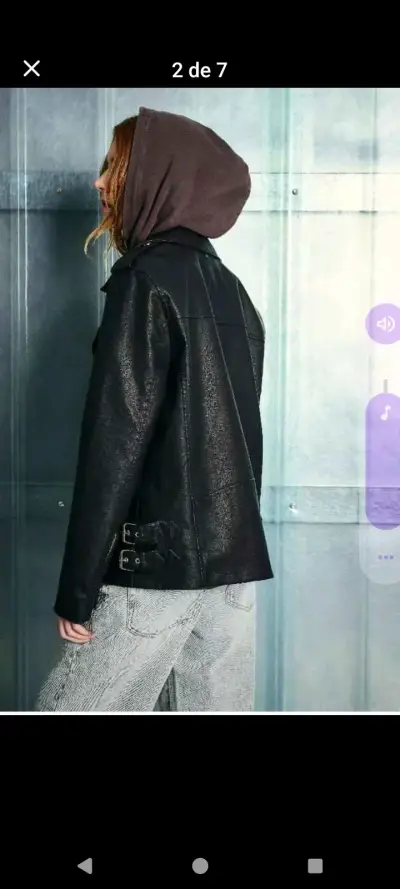 Chaqueta biker de cuero sintético Foster negra - miniatura 5