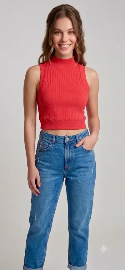Top sin mangas rojo para mujer - miniatura 1