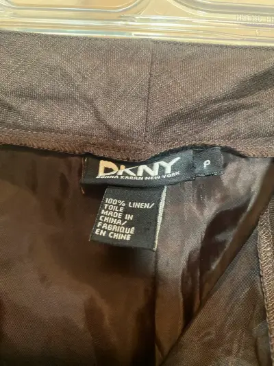 Pantalones de lino marrón DKNY para mujer - miniatura 1