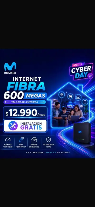 Plan de Internet Fibra 600 Megas Movistar - miniatura 1