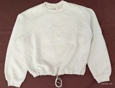 Polerón blanco texturizado con ajuste - miniatura 1
