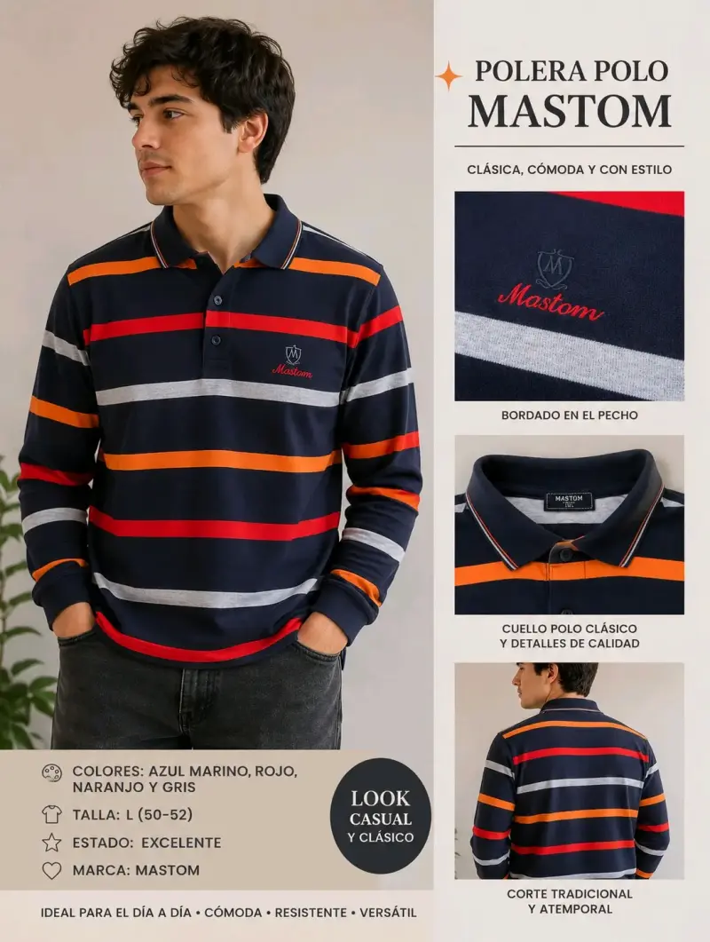Polera Polo Mastom Rayas Multicolor - 3
