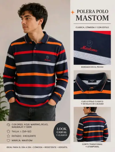 Polera Polo Mastom Rayas Multicolor - miniatura 3