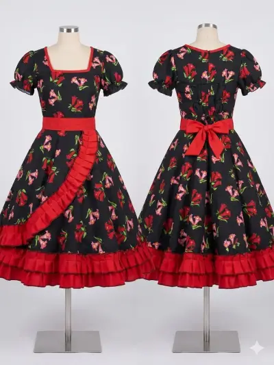 VESTIDO DE HUASA + VESTON + FALSO NEGRO - miniatura 1