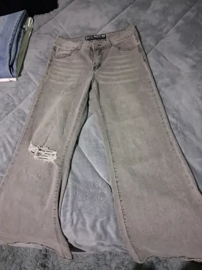 Jeans flare gris rollygo - miniatura 1