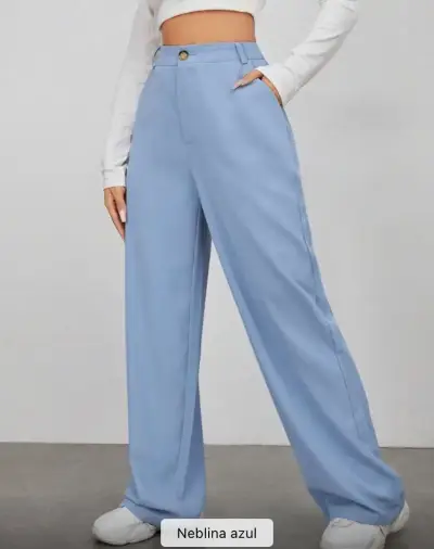Pantalones palazzo azul neblina para mujer - miniatura 1