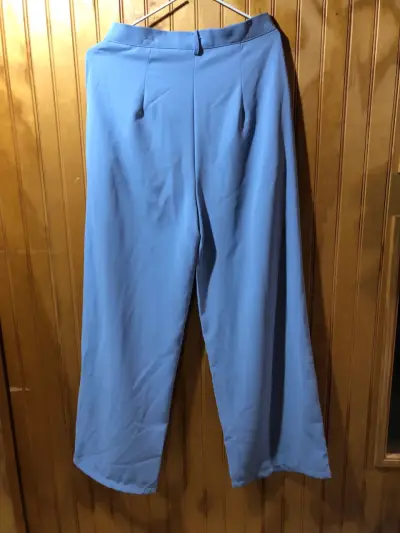 Pantalones palazzo azul neblina para mujer - miniatura 3
