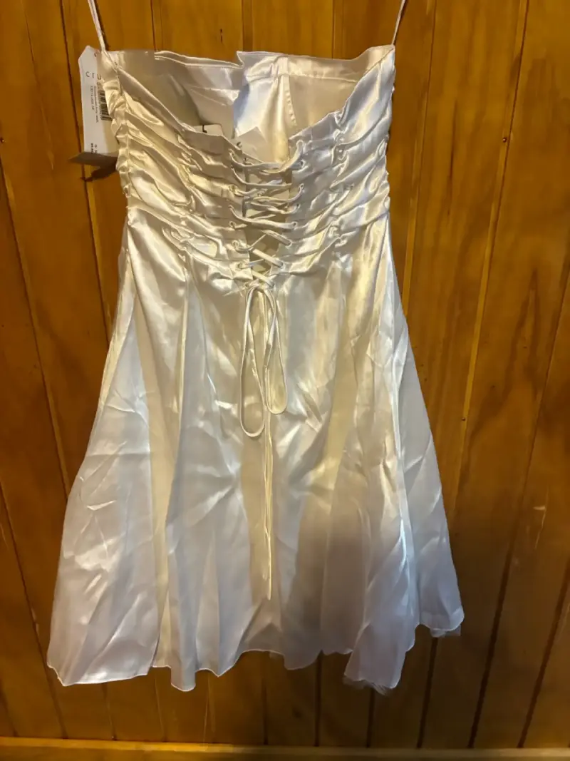 Vestido de fiesta blanco talla 38 (con detalle) - 5