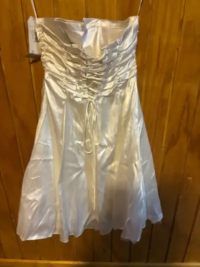 Vestido de fiesta blanco talla 38 (con detalle) - miniatura 5