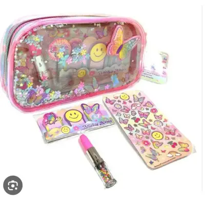 Set de papelería con estuche transparente y stickers - miniatura 1