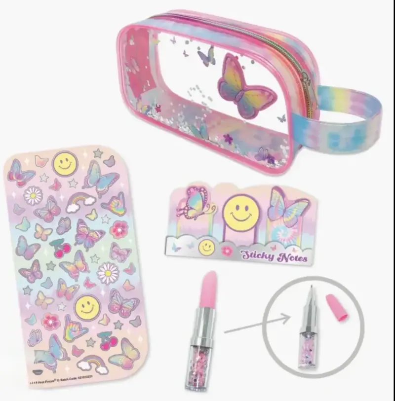 Set de papelería con estuche transparente y stickers - 2