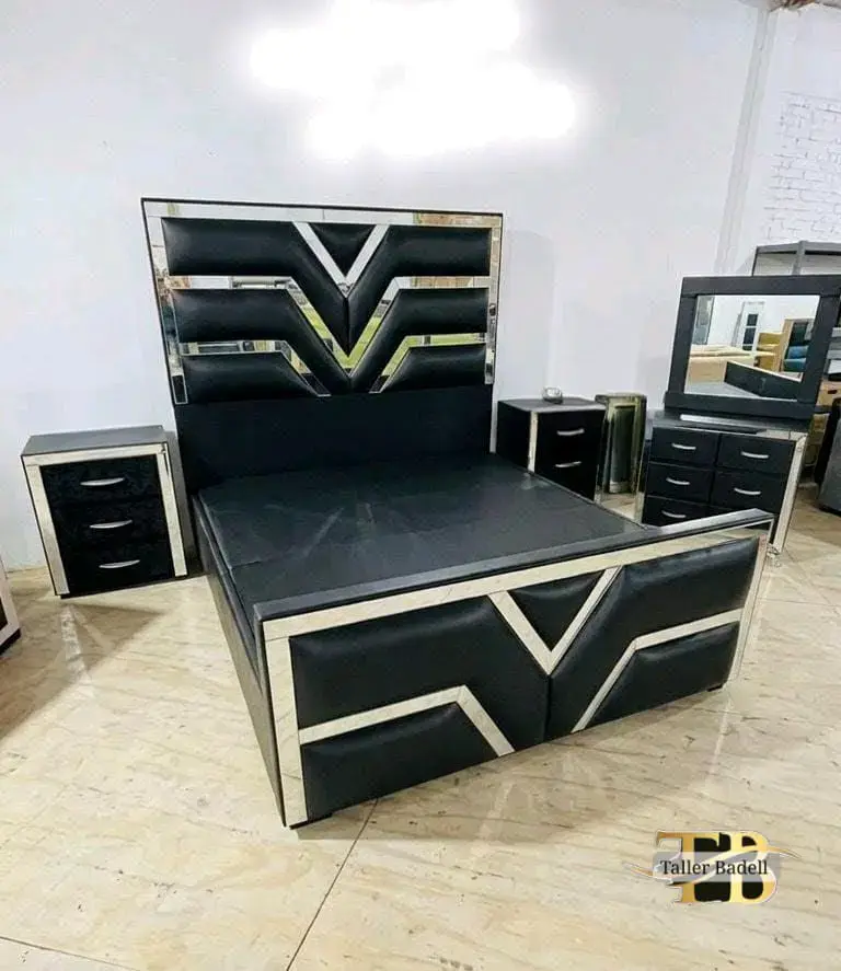 Juego de dormitorio moderno con cabecera tapizada - 1