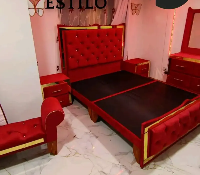 Juego de dormitorio moderno con cabecera tapizada - 2