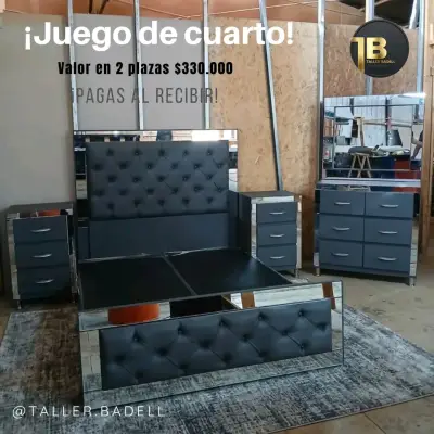 Juego de dormitorio moderno con cabecera tapizada - miniatura 4