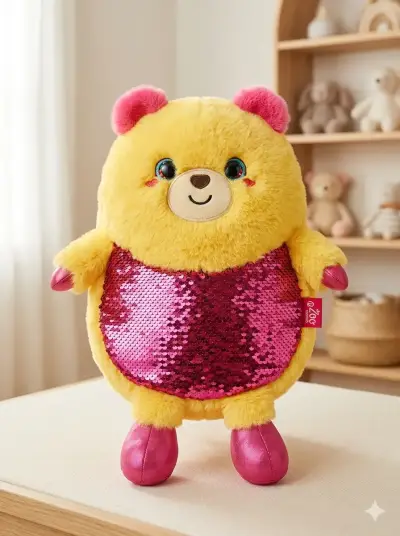 Mochila de peluche amarilla con lentejuelas - miniatura 1