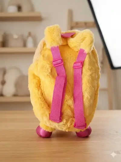 Mochila de peluche amarilla con lentejuelas - miniatura 2