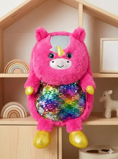 Mochila infantil unicornio rosa con lentejuelas - miniatura 1