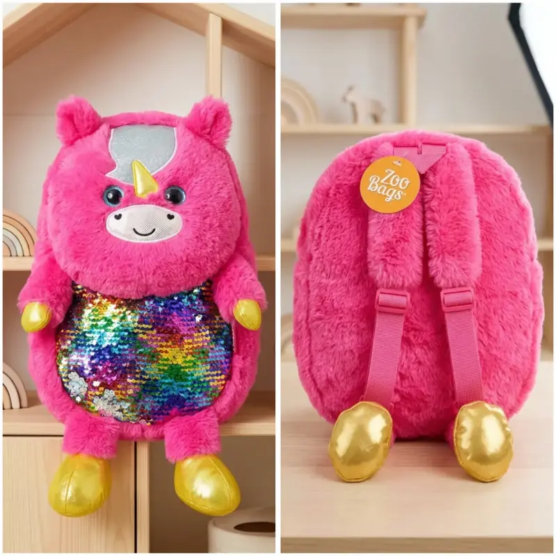Mochila infantil unicornio rosa con lentejuelas - 3