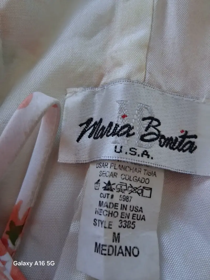 Vestido floral blanco con detalles naranjas - 4