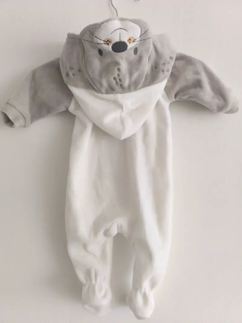 Osito pillin plush de bebé foca gris y blanco - 2