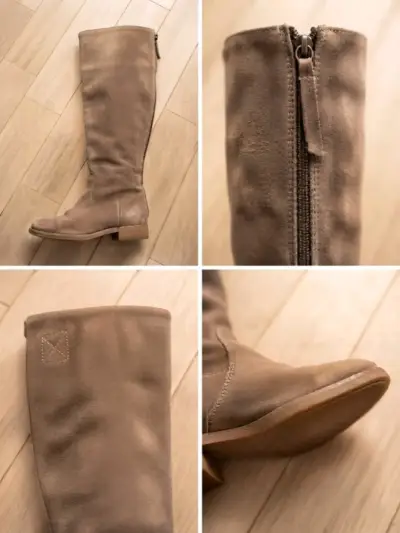 Botas altas de cuero con chiporro color café - miniatura 1