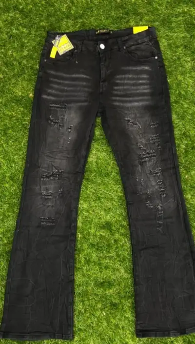 Jeans negros desgastados para hombre - miniatura 1