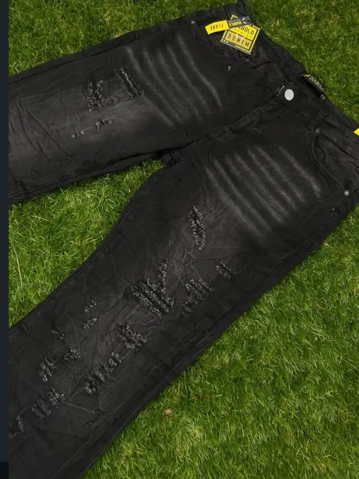 Jeans negros desgastados para hombre - 2