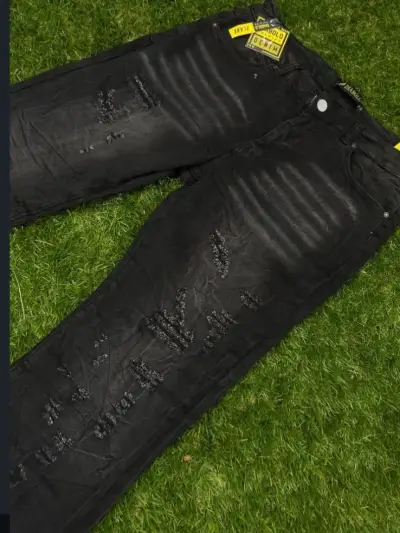 Jeans negros desgastados para hombre - miniatura 2