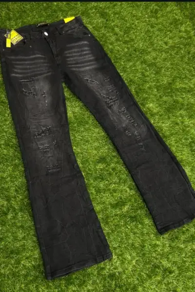 Jeans negros desgastados para hombre - miniatura 3