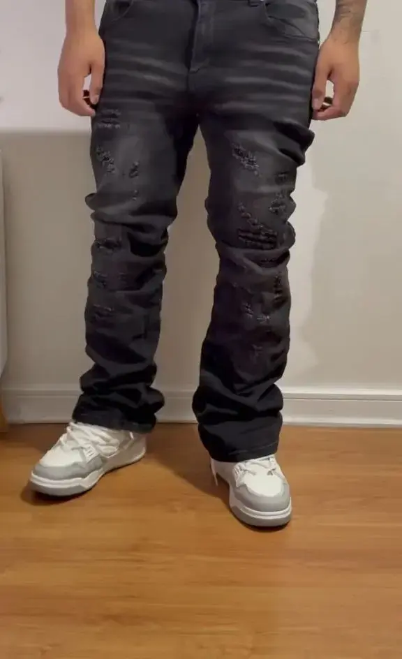 Jeans negros desgastados para hombre - 5