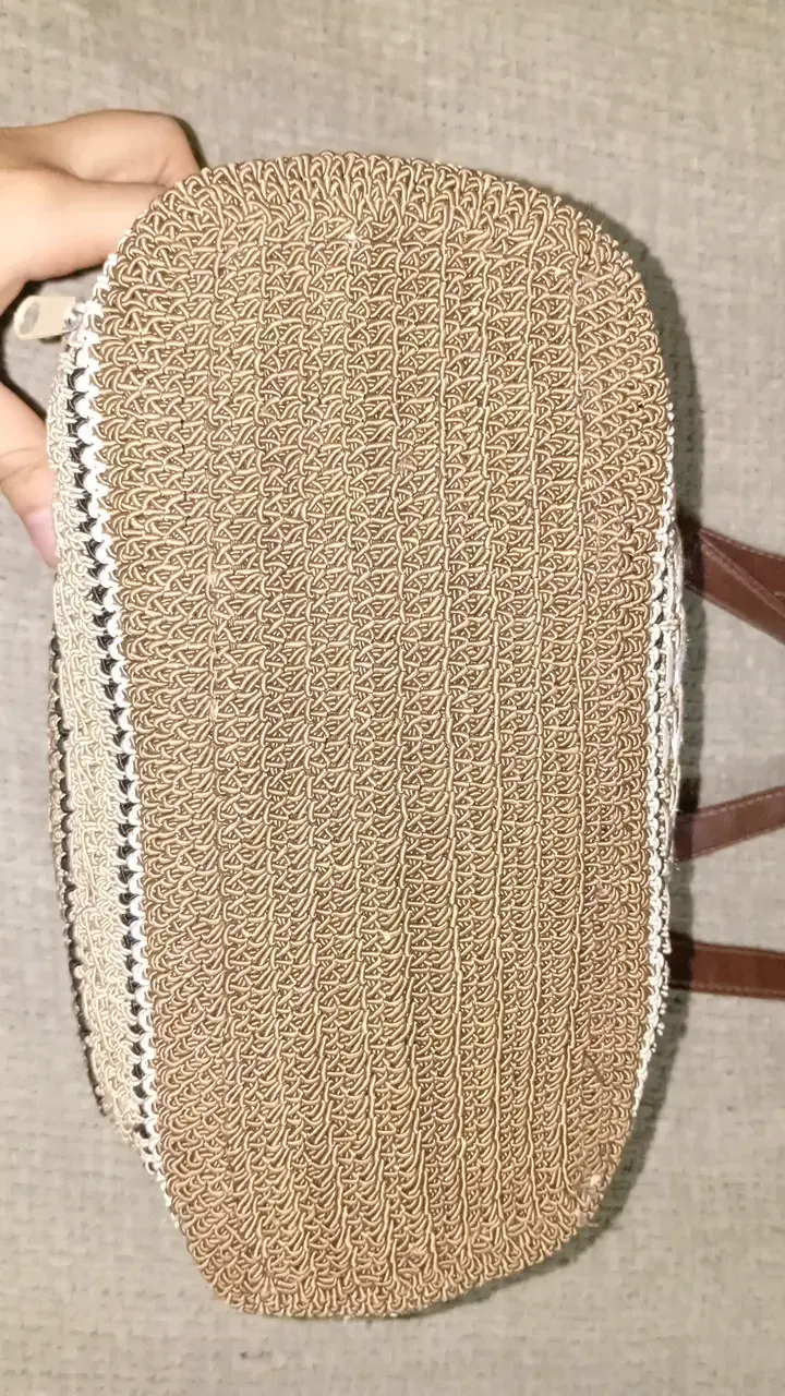 Bolso tejido  con asas de cuero vintage - 5
