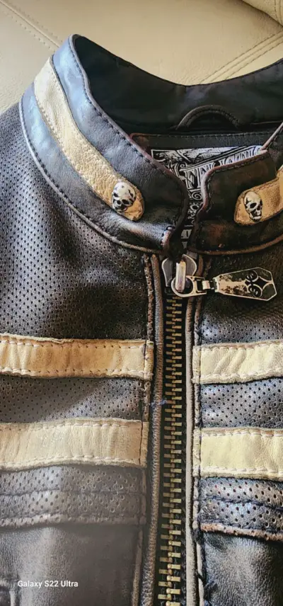 Chaqueta de cuero Affliction estilo biker talla M - miniatura 2