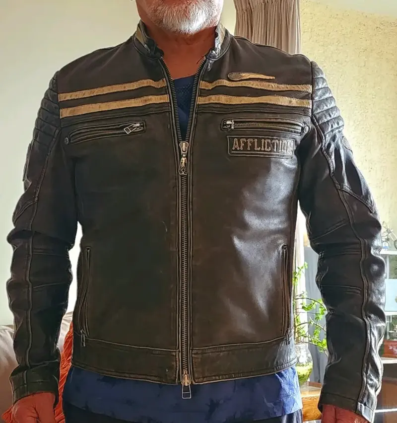 Chaqueta de cuero Affliction estilo biker talla M - 6