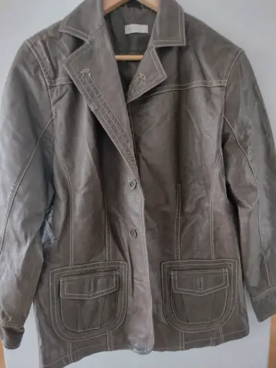 Chaqueta de cuero marrón mujer - miniatura 4