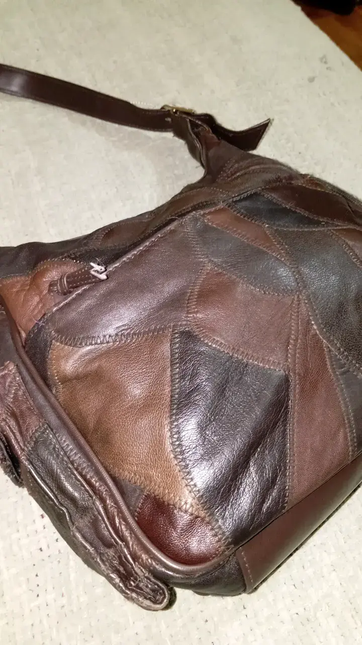 Cartera vintage marrón con aplicaciones de cuero - 2