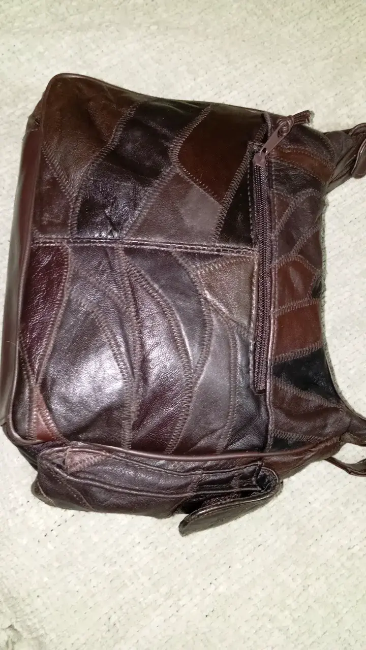 Cartera vintage marrón con aplicaciones de cuero - 3