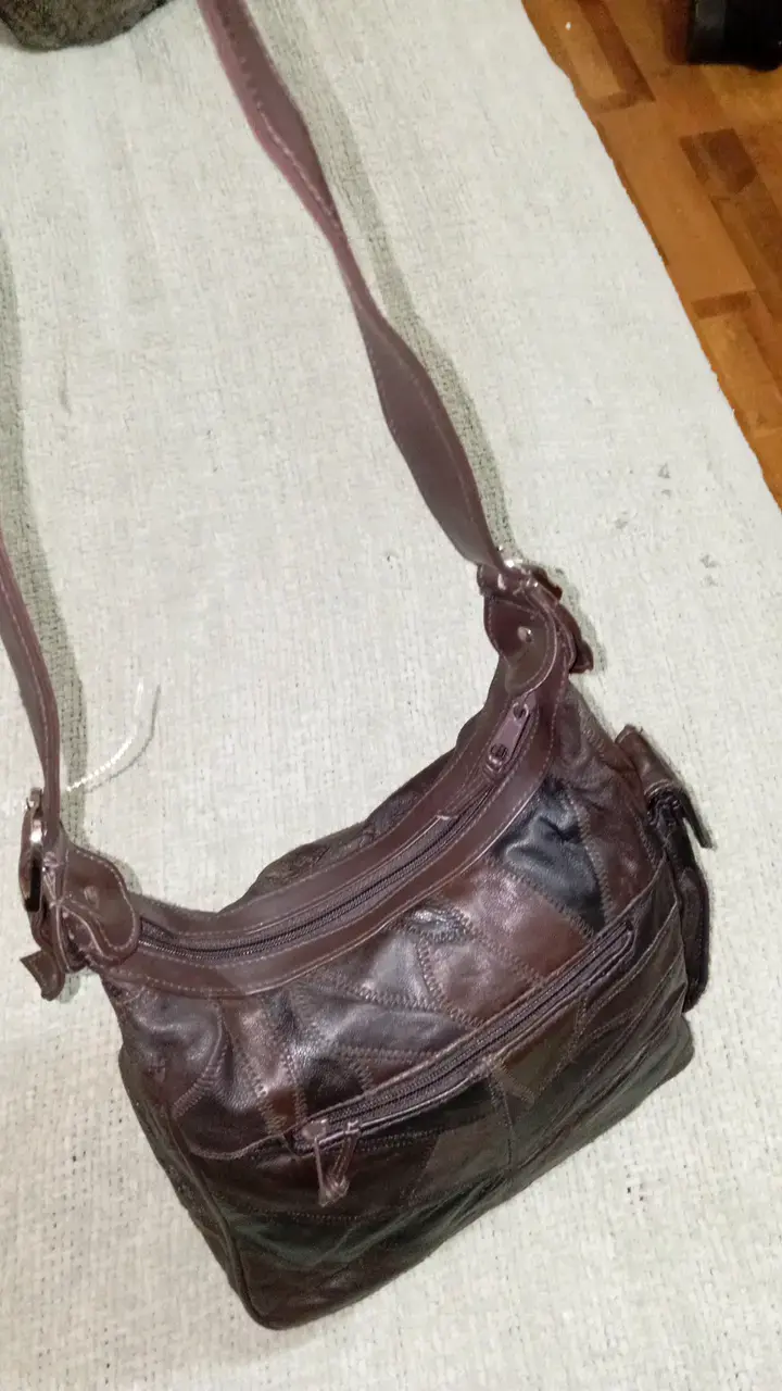 Cartera vintage marrón con aplicaciones de cuero - 4