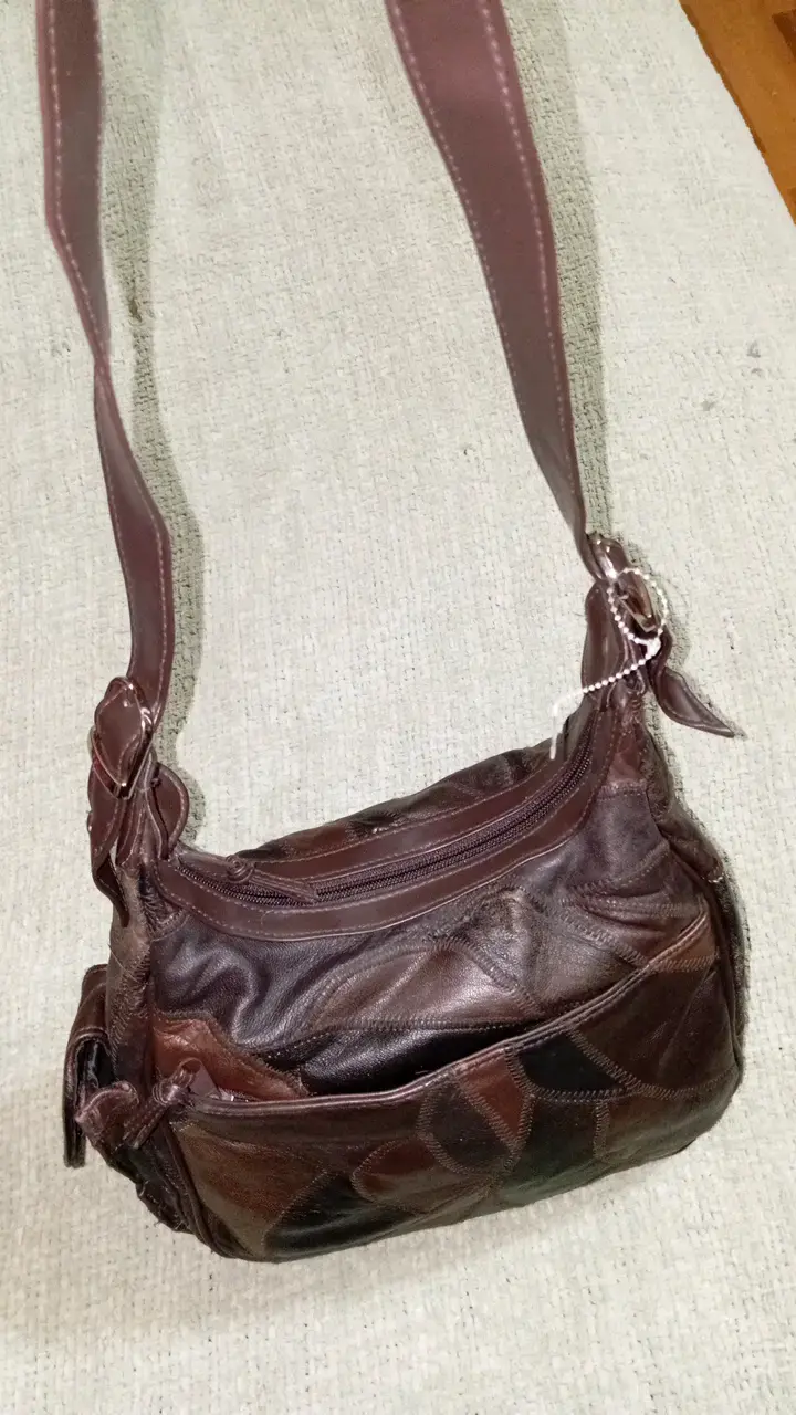 Cartera vintage marrón con aplicaciones de cuero - 5