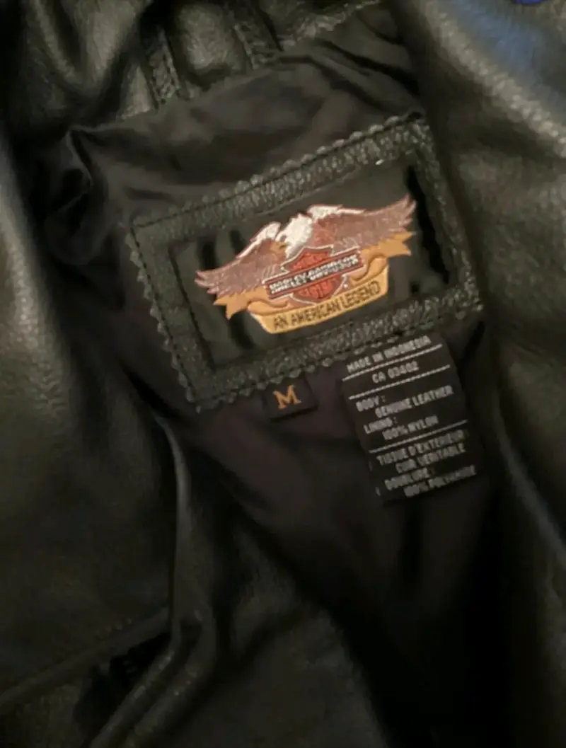 Chaqueta de cuero Harley Davidson con llamas - 6