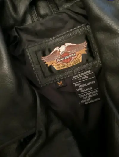 Chaqueta de cuero Harley Davidson con llamas - miniatura 6