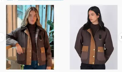 Chaqueta de mujer marrón con detalles en contraste - miniatura 1
