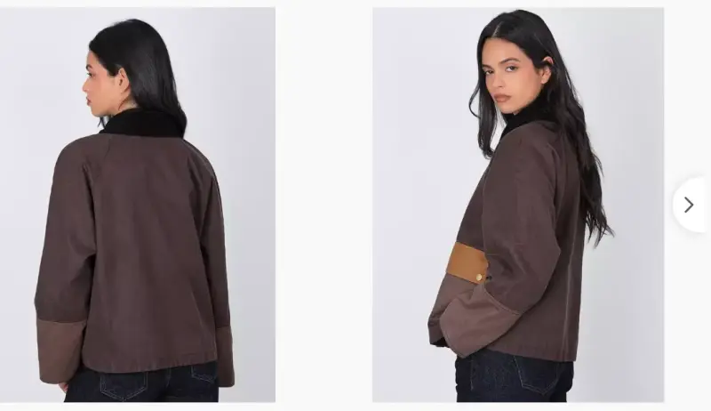 Chaqueta de mujer marrón con detalles en contraste - 2